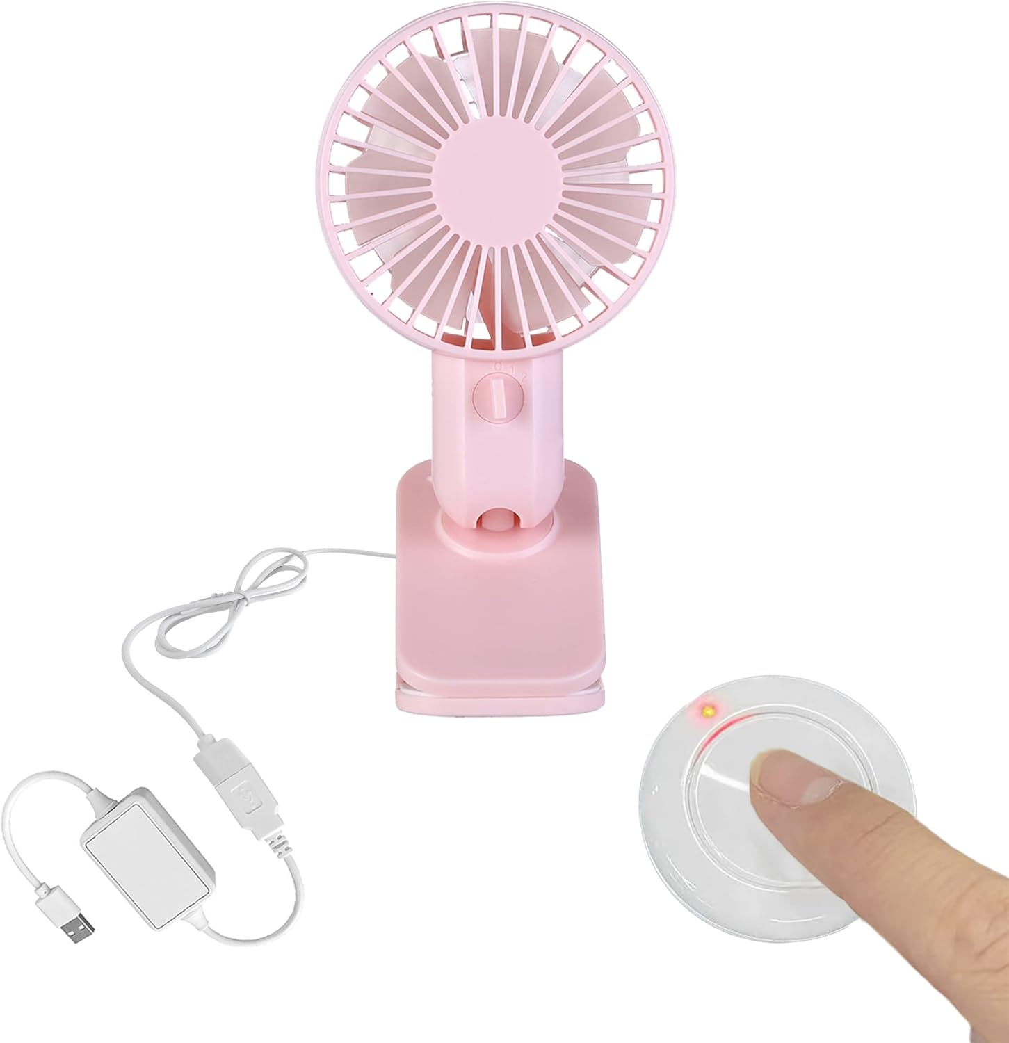 5V USB-Powered Fan Cooling Air Fan Rotatable Powerful Fan with Remote Control Two Speeds Fan with Clamp for Office Computer Desk Student Dormitory Study - Pink