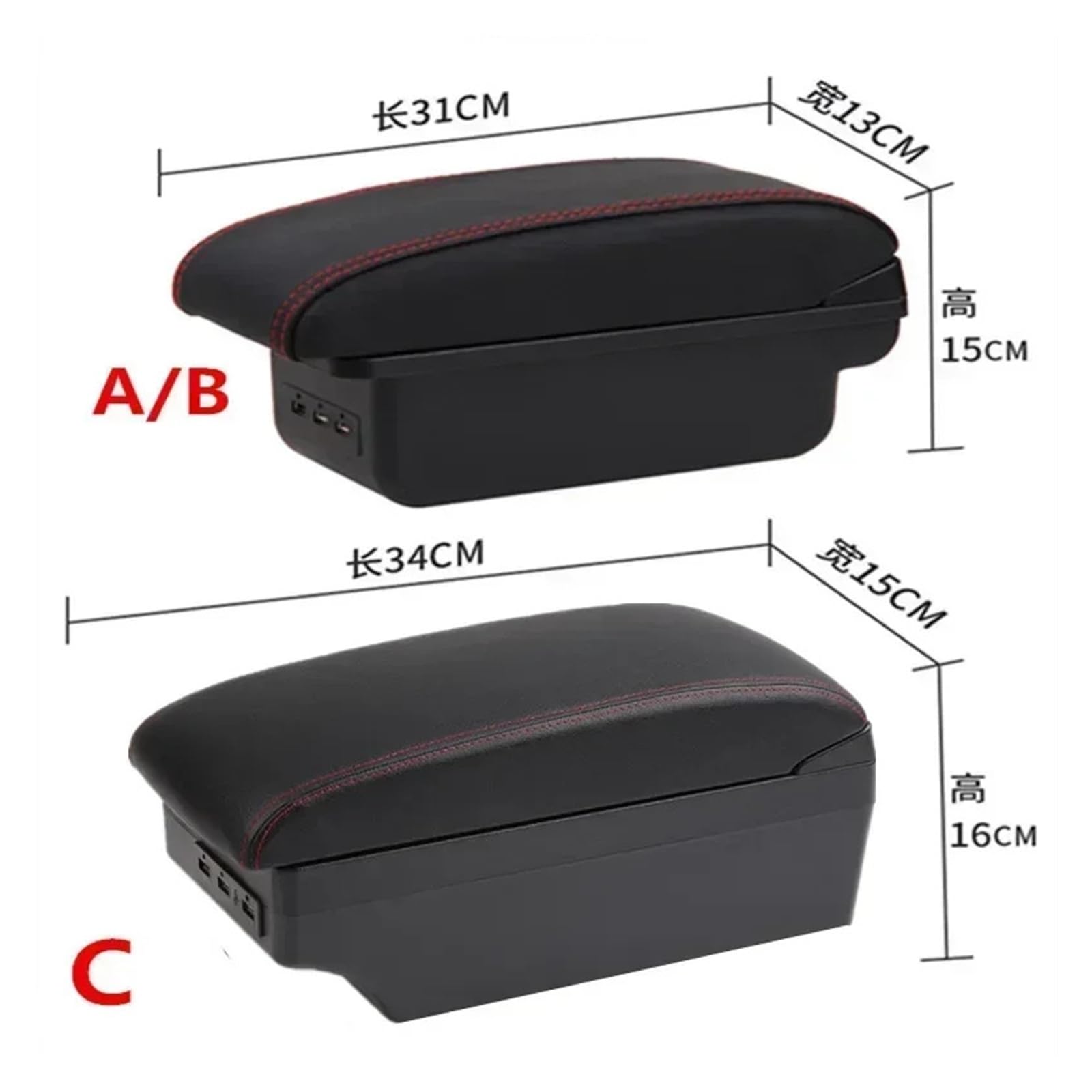 Fit For Dodge Attitude Armrest Box For Dodge Attitude M-i-t-s-u-b-i-s-h-i Space Star Car Armrest Storage Box Car Accessories(B white line 3USB)