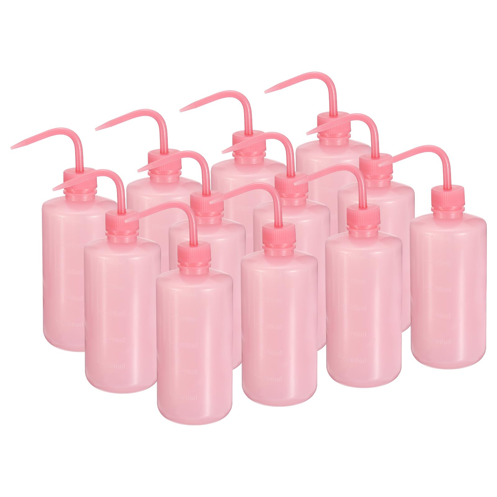 PATIKIL Bottiglie per lavaggio da 500 ml, 12 pezzi, in plastica, a bocca stretta, strumenti per irrigazione, pulizia di laboratorio, lavaggio, irrigazione, conservazione di liquidi, rosa