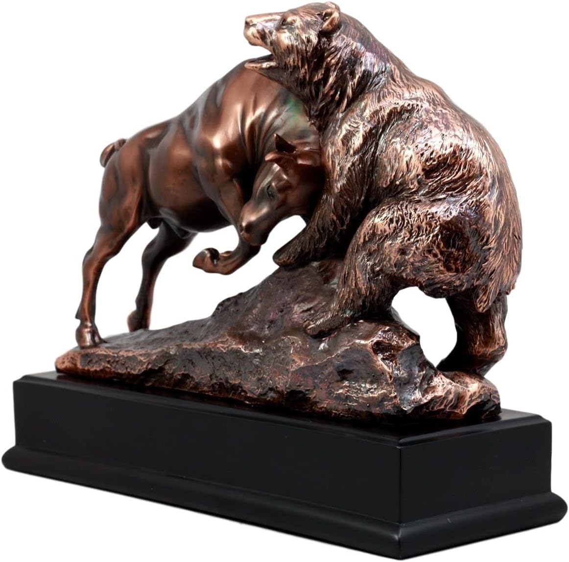 Ebros Gift Wall Street Stock Market Charging Bull Goring Bear Statue Bronze Electroplated Figurine with Base Ideal for Investors Money Managers Nature Wildlife Lovers