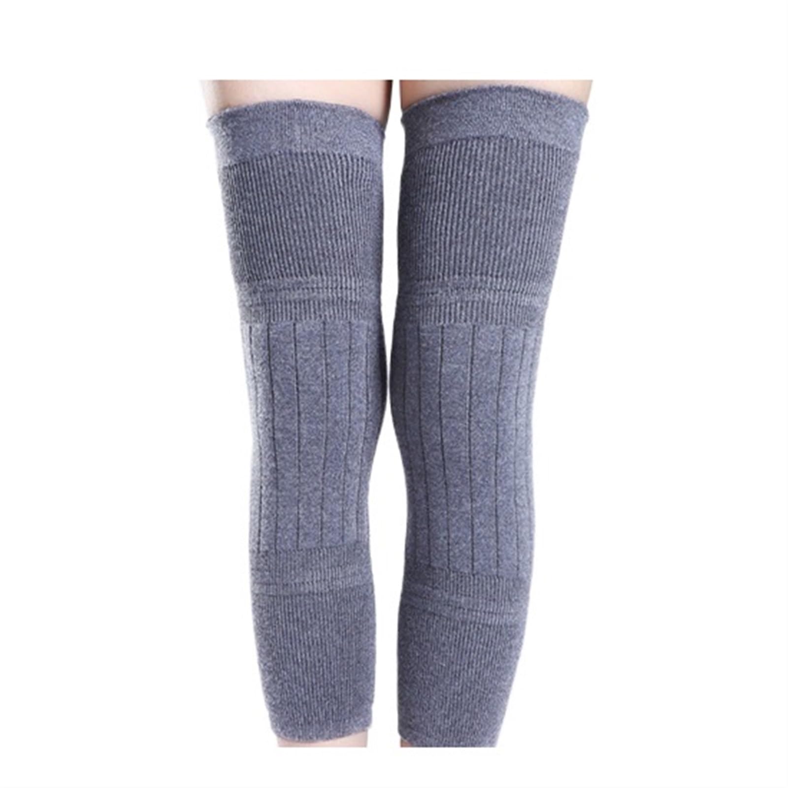 DJSKLDF Knee Warmer 2PCS Winter Warm Wool Leg Warmers Sleeves Thick Fleece Lined Knee Pads Brace Support Guard Protector Long Thermal Wraps(Velvet-Medium Gray,L)