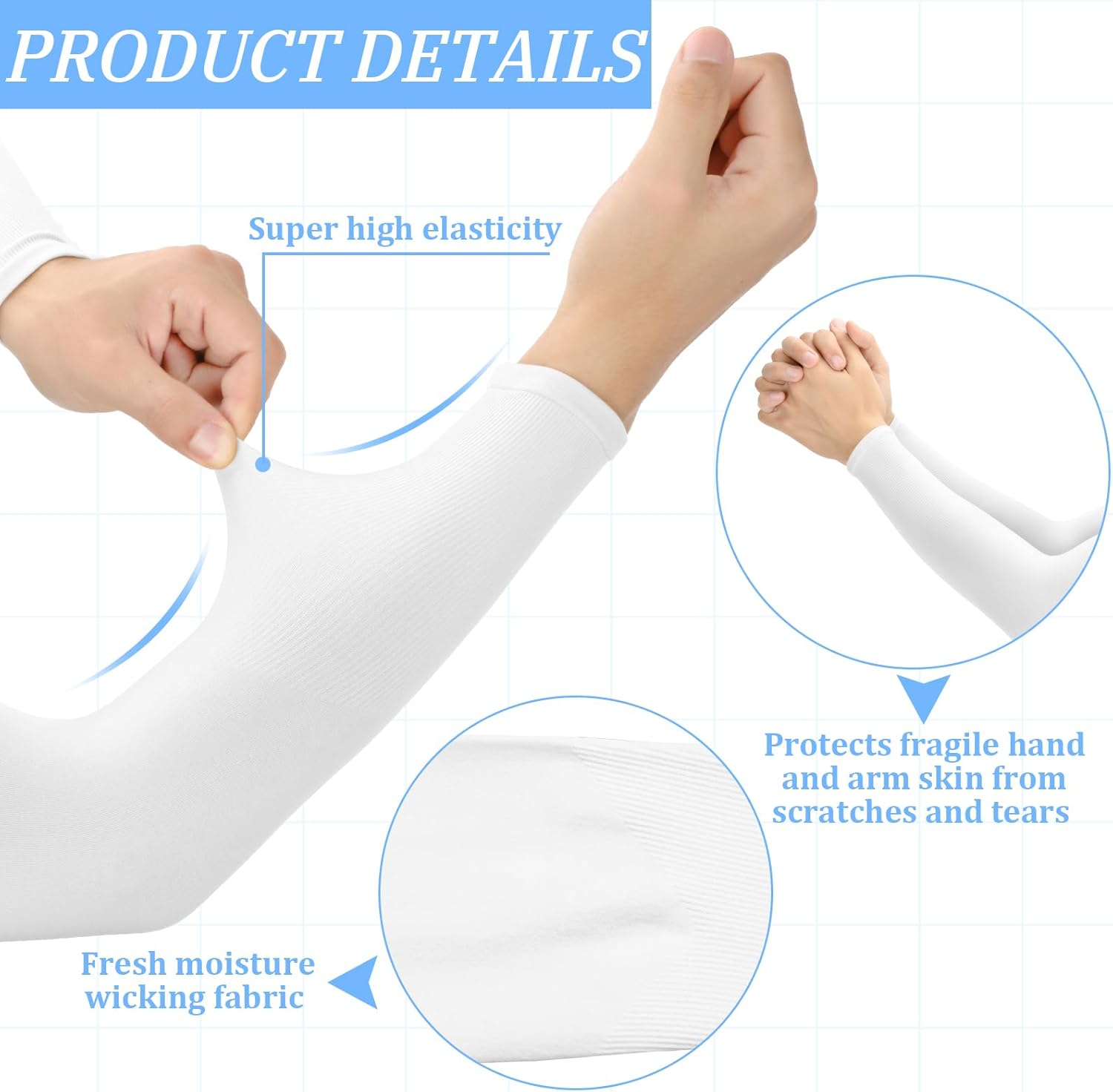 Janmercy 8 Pairs Elderly Skin Thin Protector Sleeves Bruise Abrasions Protective Arm Sleeve - Image 6