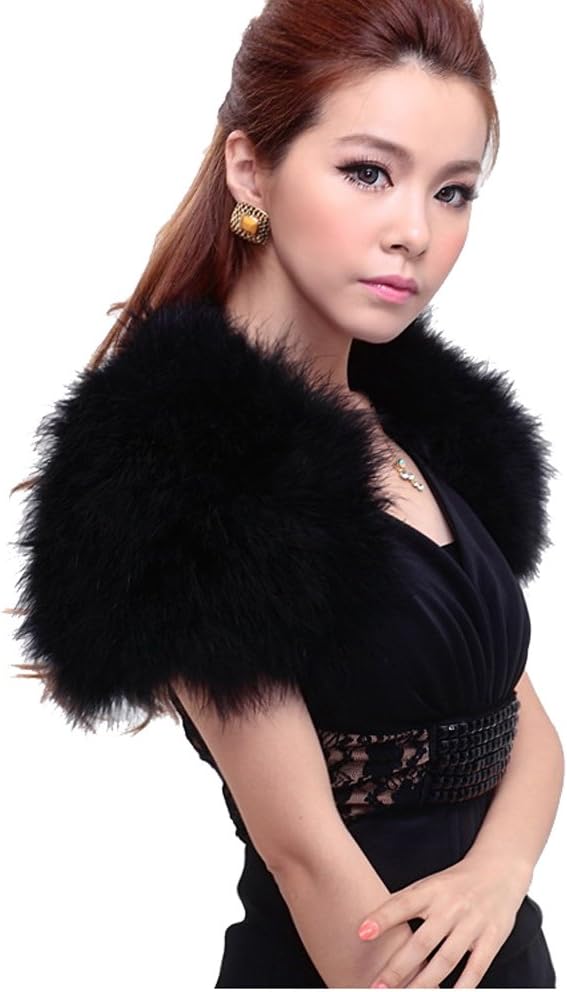 Real Ostrich Feather Bridal Shawl Cape Fluffy Wedding Party Only Fit Less Than 40cm Shoulder Width