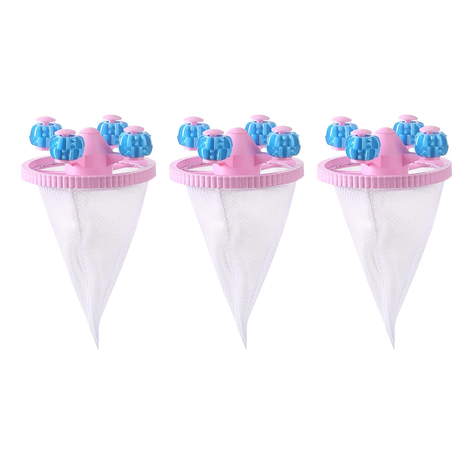 RetroNest Washing Machine Lint Trap 3 Pack,Washable Lint Collector Bag for Pet Owners,Laundry Hair Catcher for Clothes Fur Removal Washing Machine Dust Collector Mesh Pink