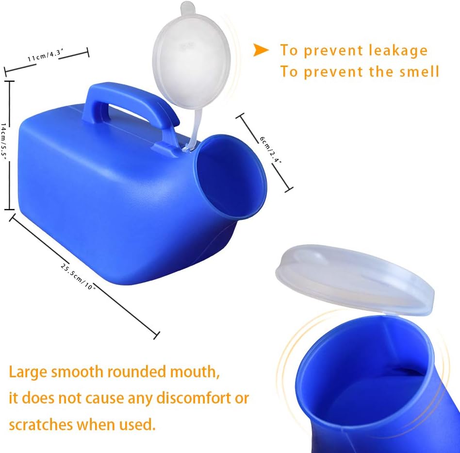 Men's urinals for Men 2000 ml Super Large Capacity Portable Male Urine Cups Hospital Bed with lid Pee Bottles for Men (Pack of 1)