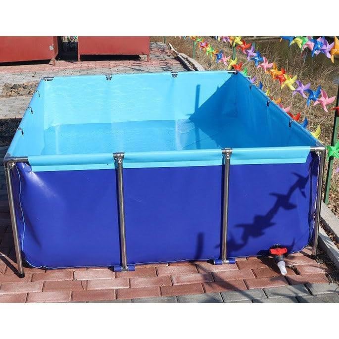 Estanque portátil de PVC de 1,2 m x 1 m x 0,8 m con válvula de drenaje 7