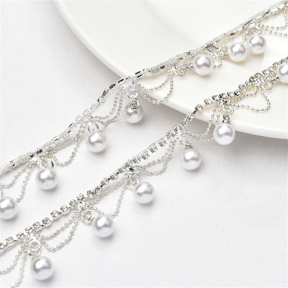 9,1 m di perle ciondolo strass frangia vetro cristallo catena nappa per vestiti abiti da sposa accessori decorazione