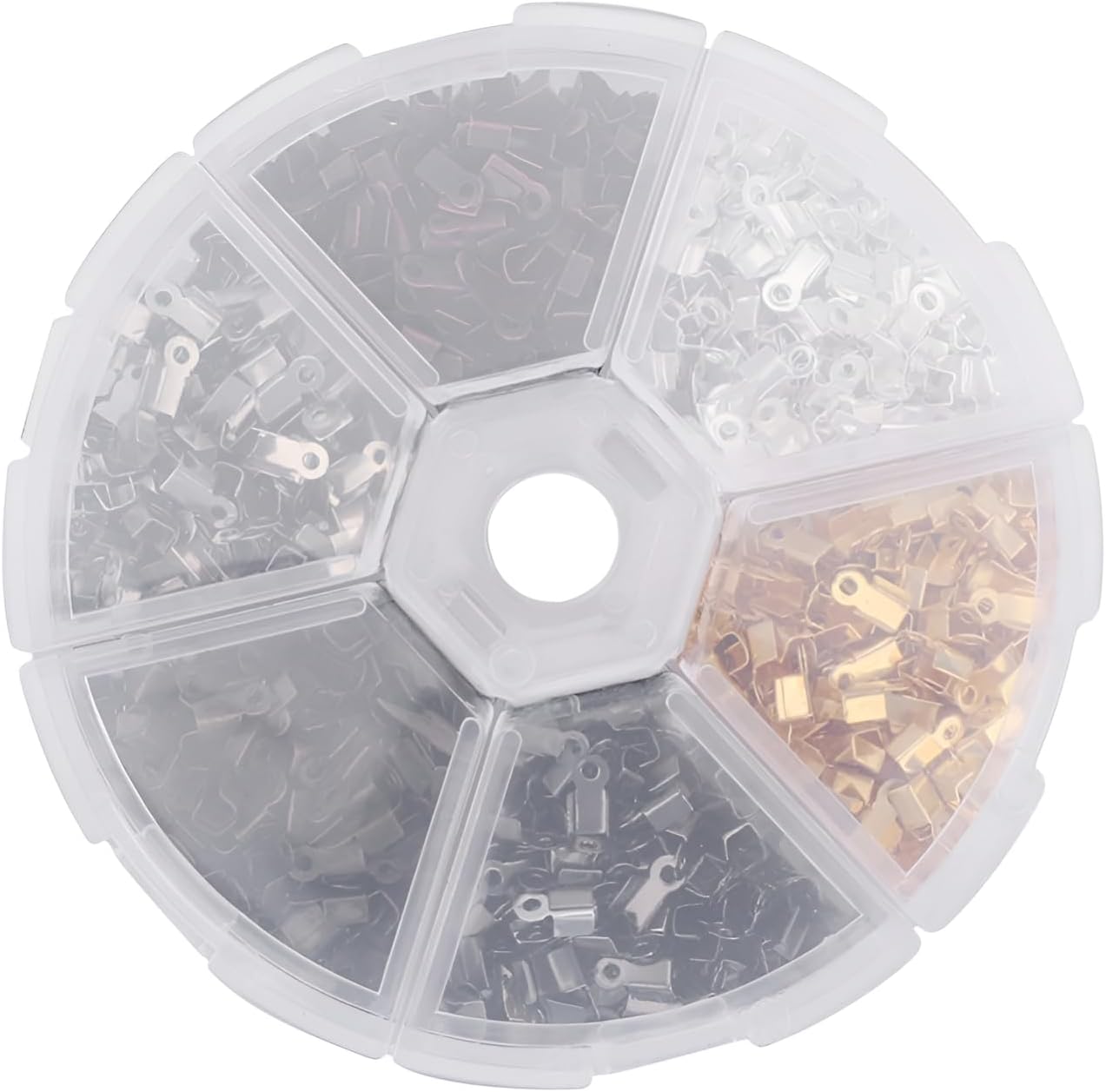 ACNTENY 1200 Pcs Alloy Crimp Cord Ends for Jewelry Making, 6 Colors