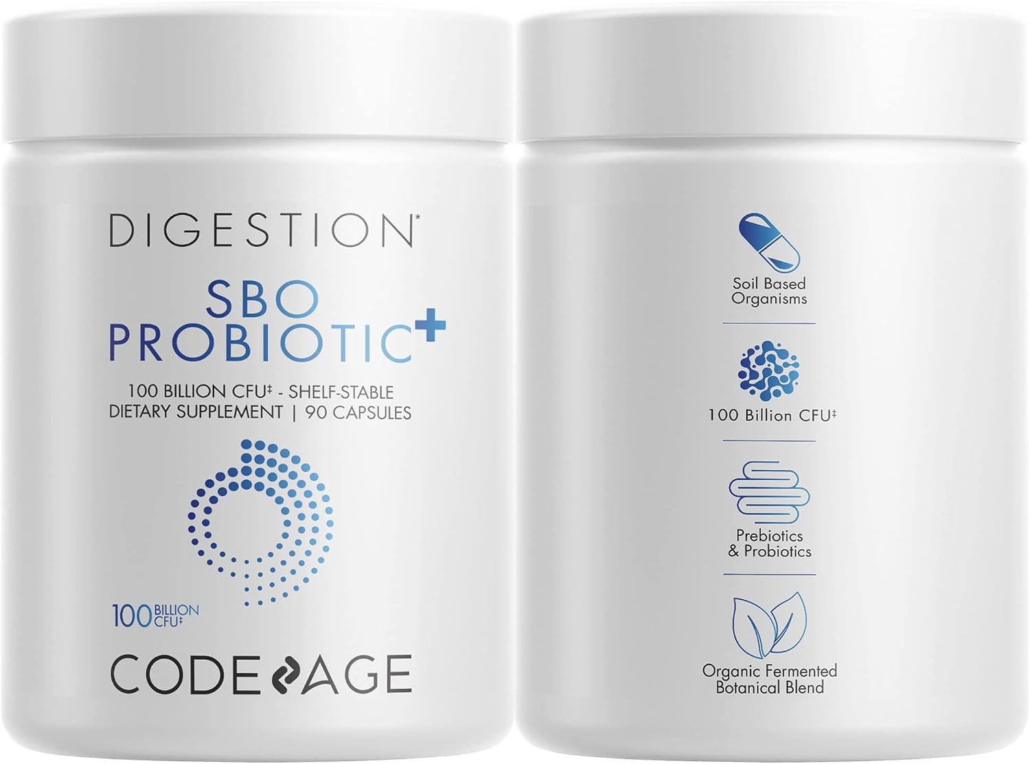 Codeage SBO Probiotics, 100 Billion CFUs Per Serving, Multi Strain Soil Based Organisms Blend and Organic Fermented Botanical Blend, Shelf-Stable - 2 Pack