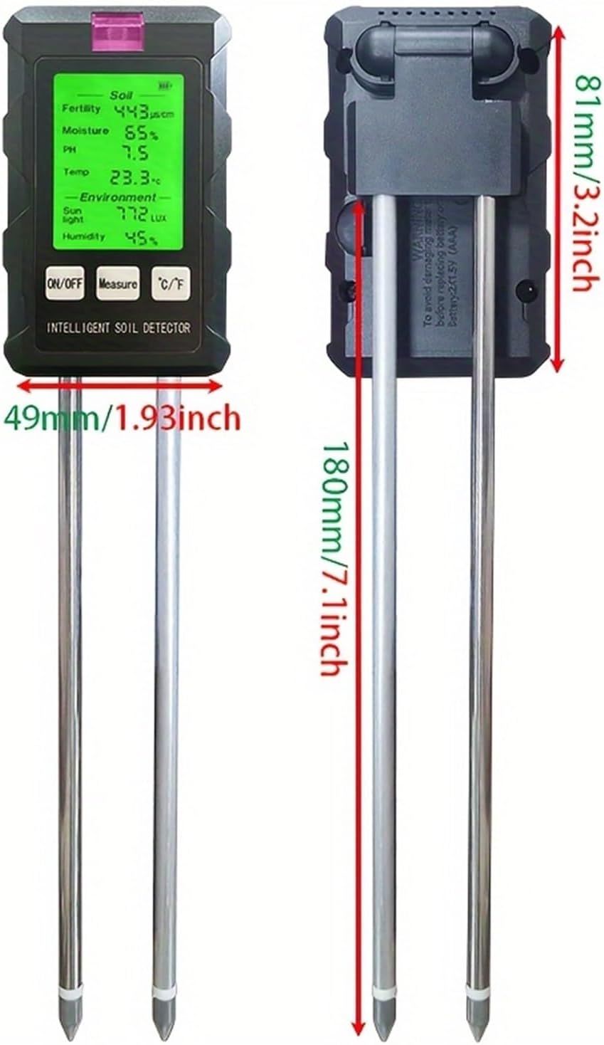 ST03 6-in-1 Soil Tester, Soil Moisture Meter, Fertile Soil Temperature, Soil PH Meter, Humidity Soil Detector, Fertilizer Detect