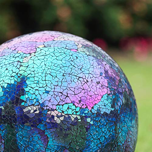 Sunnyfence 10" Outdoor Mosaic Colorful Gazing Ball/Globe/Sphere With Neck For Garden, Backyard Accent (Mixed Green Purple Shatters) #TOP4