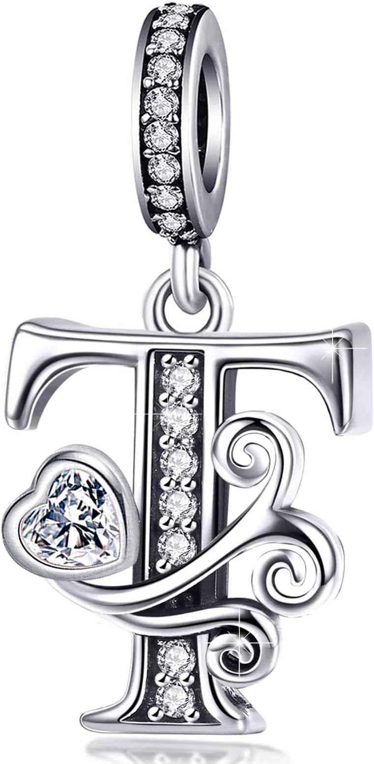 XOYOYZUSilver Letter Charm Fit for Pandora Charms Bracelet Alphabet Initial Dangle Charms Beads Jewelry Gifts for Women Girls