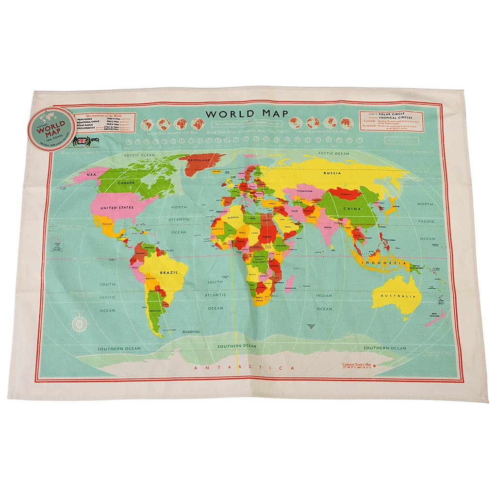 World Map Cotton Tea Towel