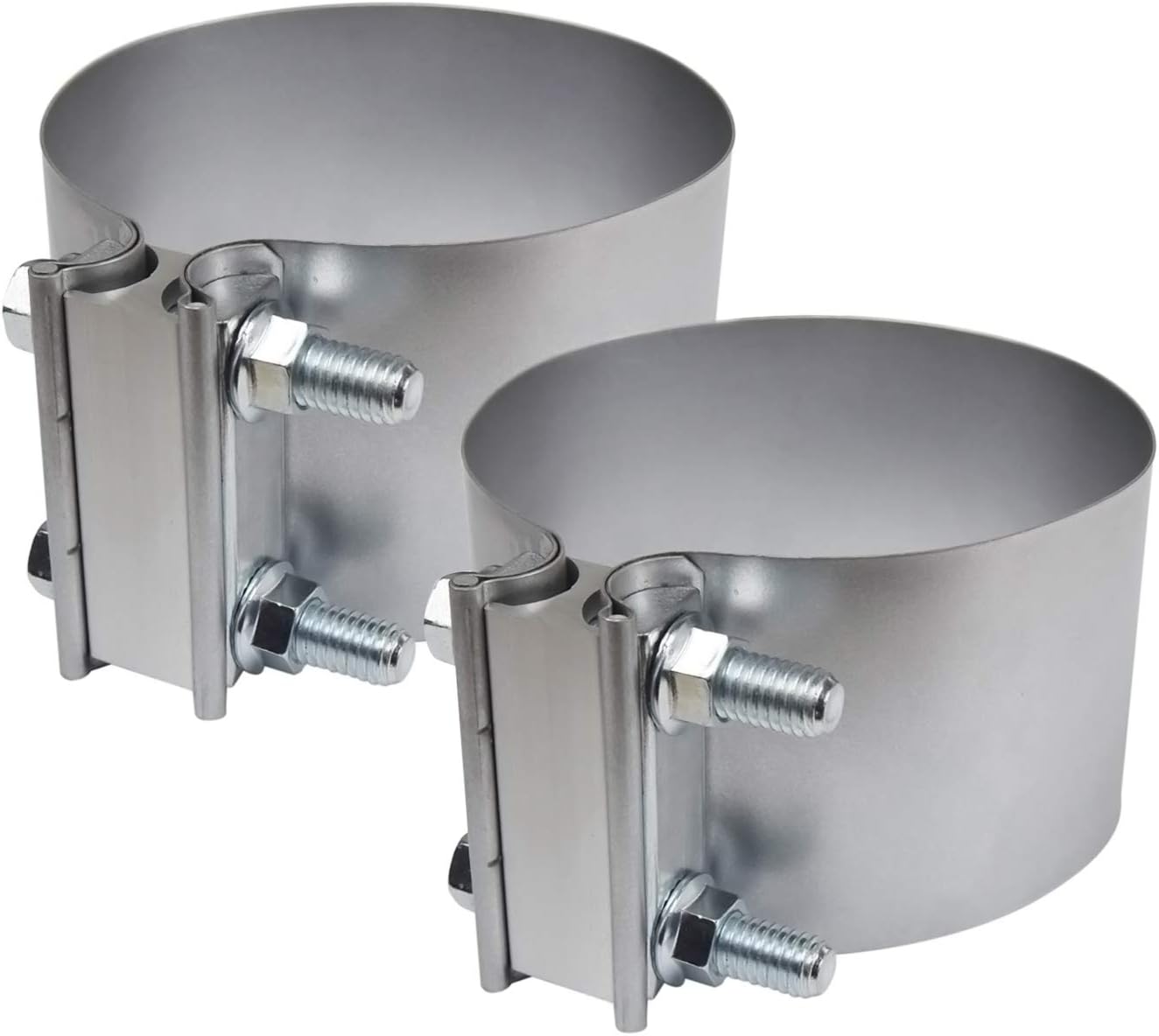 Roadformer 5" Butt Joint Exhaust Clamp - Aluminized Steel for 5 inch OD exhaust pipes, muffler ends and exhaust system connection with leakage free (2 Pack)
