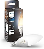 Philips Hue White Ambiance E12 Candle LED Bulb, 40W Equivalent 450LM, Smart App Control, Alexa/Google Compatible - 1 Pack