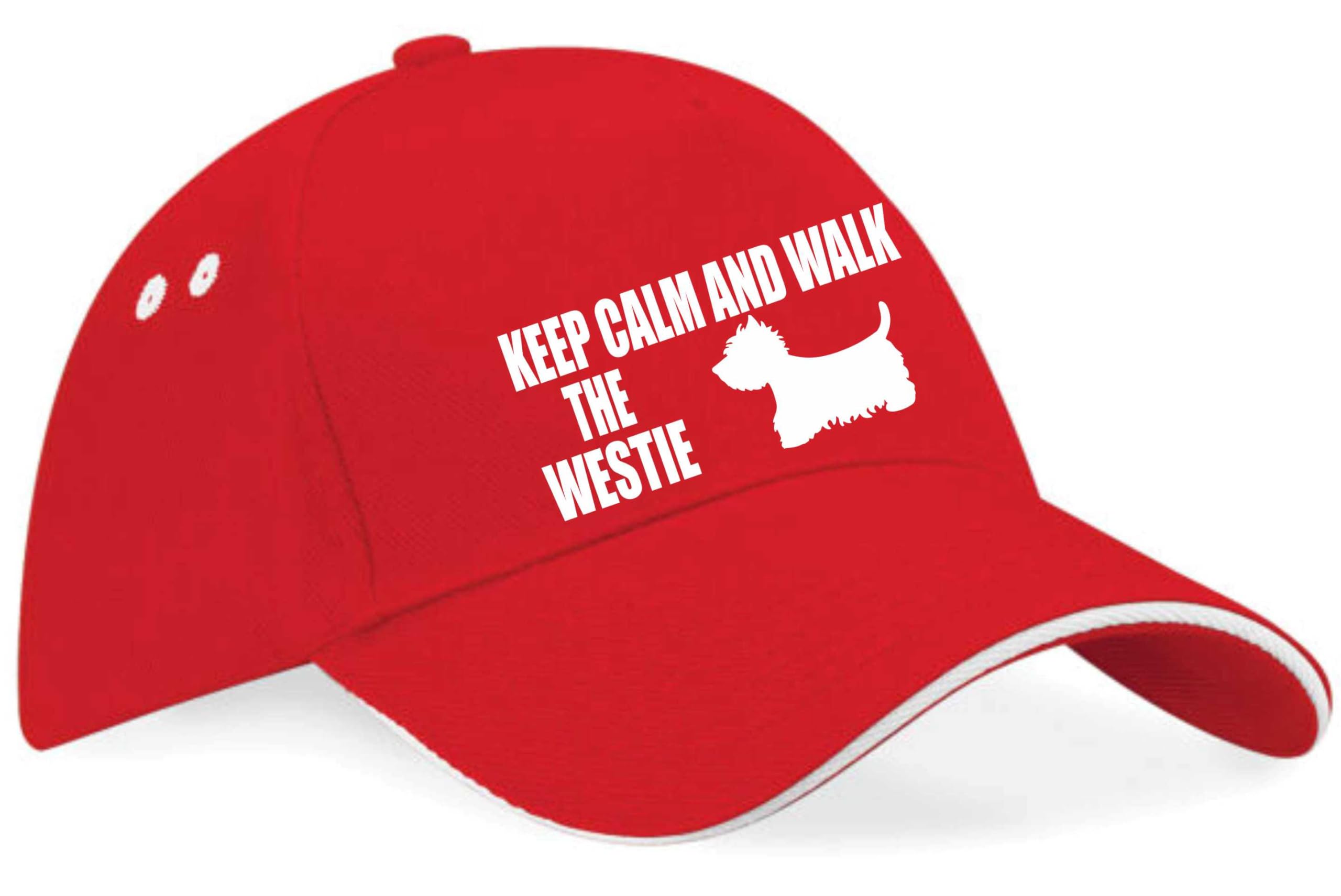 Print4U Keep Calm Walk The Westie Baseball Cap Dog Lovers Gift for Men & Ladies Red