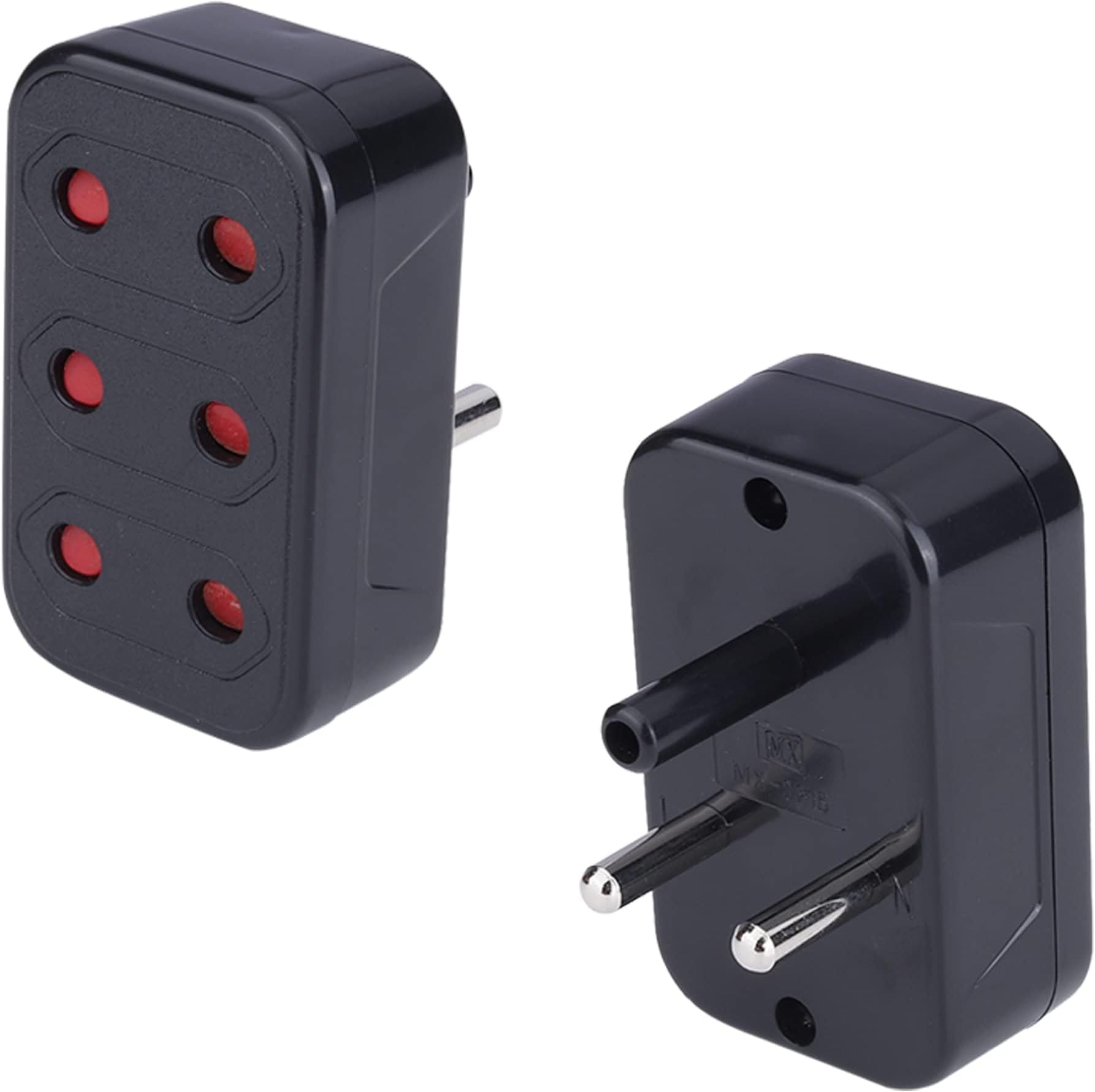 MX Universal 3-Pin Multi Plug Type D Socket 3 × 2-Pin Outlets Converter 5A to 15A Adapter for Home, Office,Travel Multi Plug Extension, Universal Socket Converter, Power Adapter-Pack 2