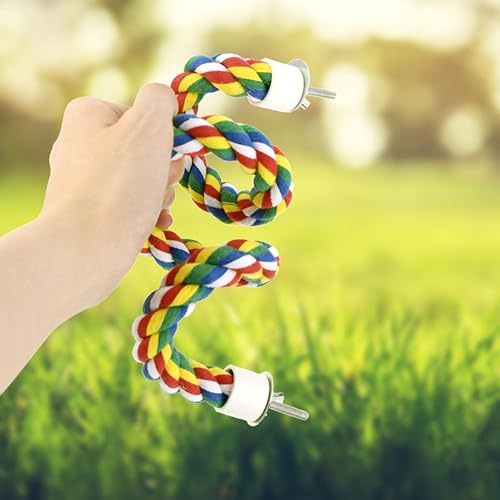 Miniatura 7 de Columpio de escalada con cuerda de periquito colorido (23.6 pulgadas)