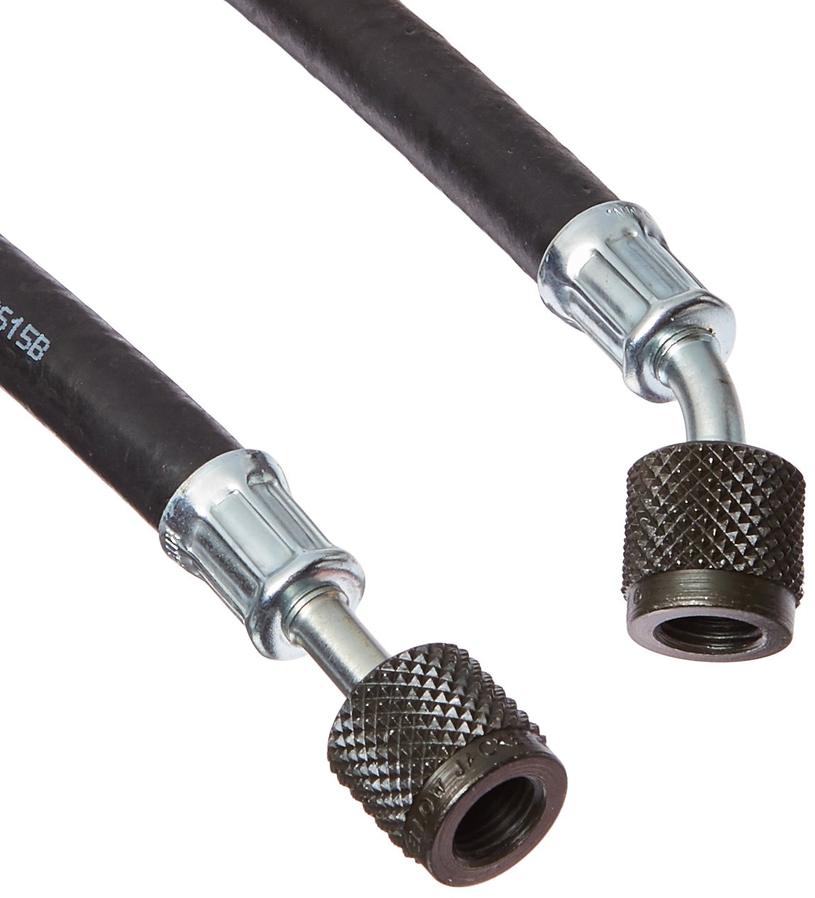 Yellow Jacket 16910 Ammonia Charging Hose, 1/4" Straight Flare x 1/4" 45 Degree, 10', Black