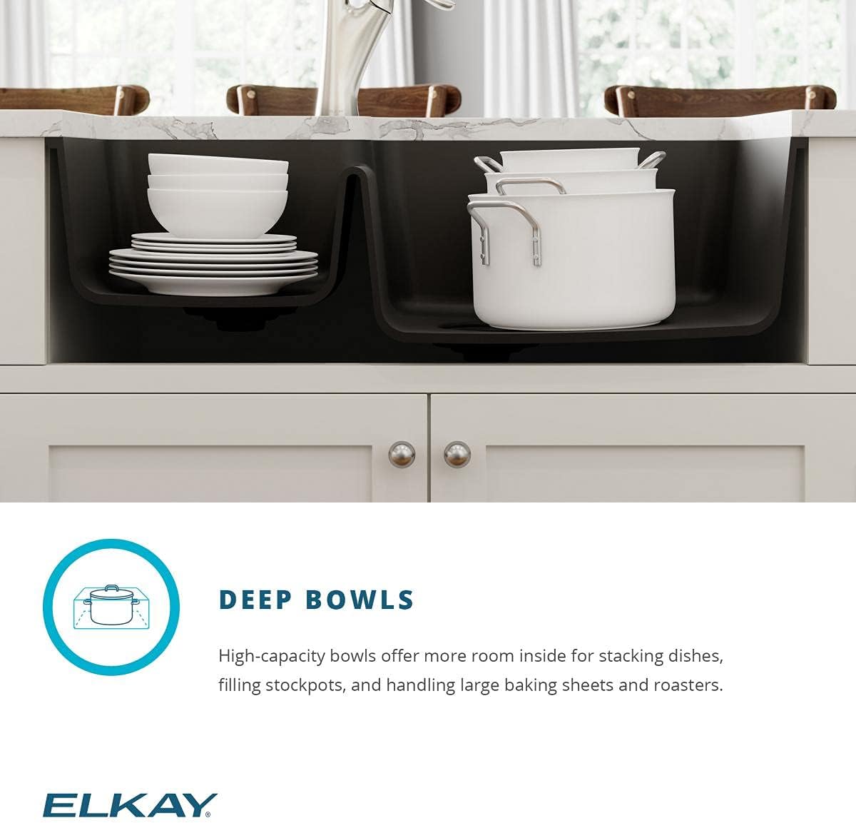 Elkay Quartz Classic ELGOU3321LBQ0 Bisque Offset 40/60 Double Bowl Undermount Sink