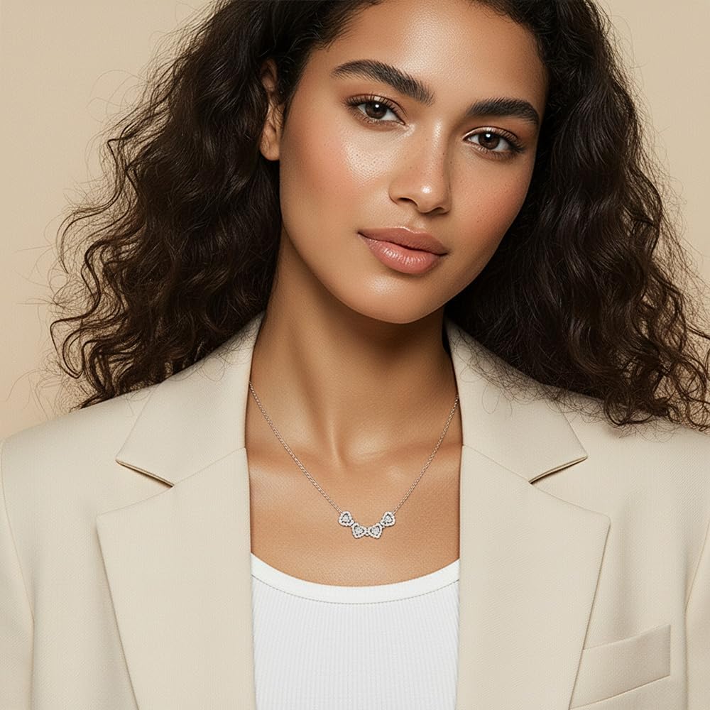 2-in-1 Moissanite Clover Heart Necklace for Women,Dual Mode Moissanite Necklace,0.3CT*4 Heart Pendant Transforms to Four Leaf Clover Charm,925 Sterling Silver Plated with Platinum,Gifts for Valentine's Day,New Year,Birthdays,Anniversaries,One Necklace,Two Wearing Methods