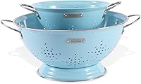 Vista 1 de Metal Colander 2 Pack, Strainer Bowel with Handles 2Qt & 6Qt Powder Coated Solid Ring Base Heavey Duty Kitchen Drainer Basket for Pasta Veggies and