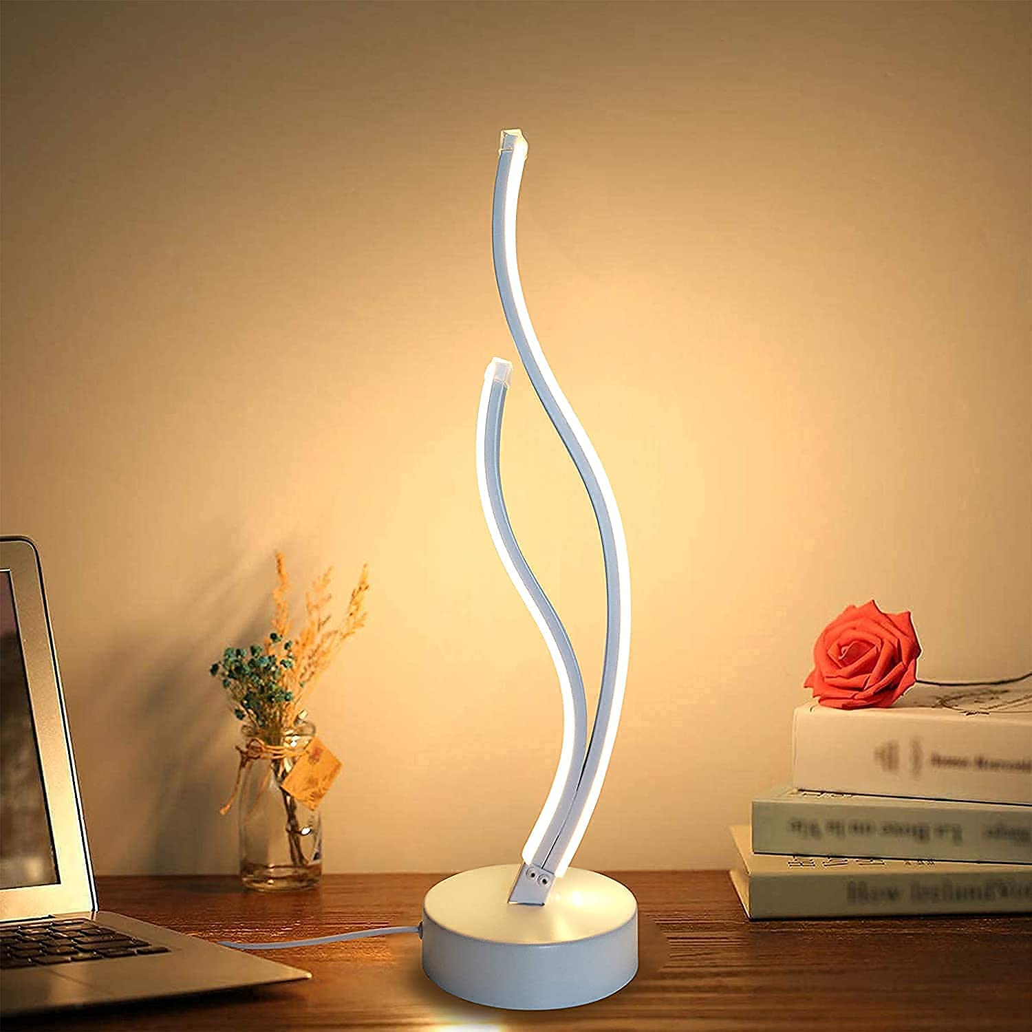 ANDYLV Tischleuchte LED Nachttischlampe Schreibtischlampe Dimmbar Tischlampen mit Fernbedienung Energieeffizient Augenschutz Leselampe für 3 Helligkeitsstufe (Weiß)