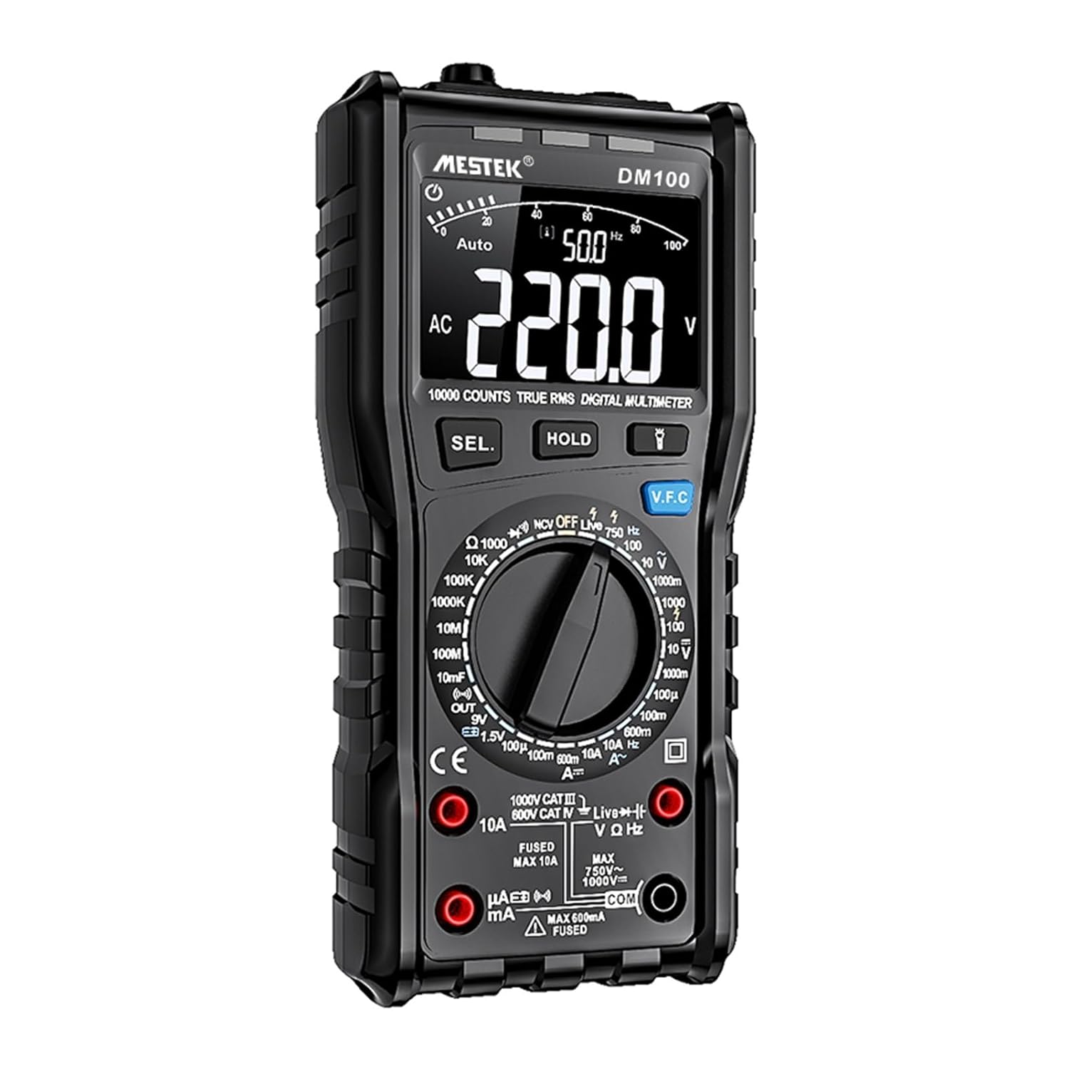 Multimeter 10000 Counts DM100 1000V/10A Voltage Current Resistance Tester Digital Multimeter