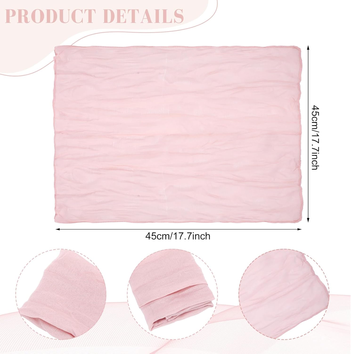 80 Set Dusty Pink Cheesecloth Napkins with Napkins Ring 18 x 18 Inch Gauze Sage Cloth Napkin Cotton Reusable Dinner Leaf Ribbon Rustic Linen Table for Wedding Baby Shower Event Party