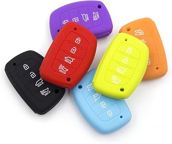 4 Button Remote Smart Key Chain Silicone Case Cover for Hyundai Tucson 2016 2017 Elantra 2016 2017, Sonata 2015 2016 2017 Black