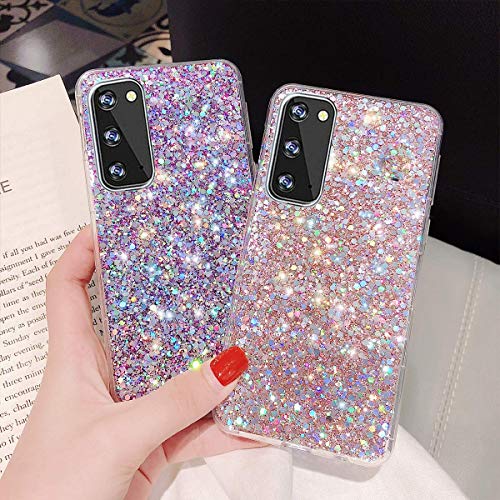Topwin Galaxy S20 Fe 5G Glitter Case, Sparkle Bling Shiny Diamond Slim Soft Reflective Clear Tpu Rubber Bumper Girl Women Protective Case For Samsung Galaxy S20 Fe 2020 (Pink) #TOP1
