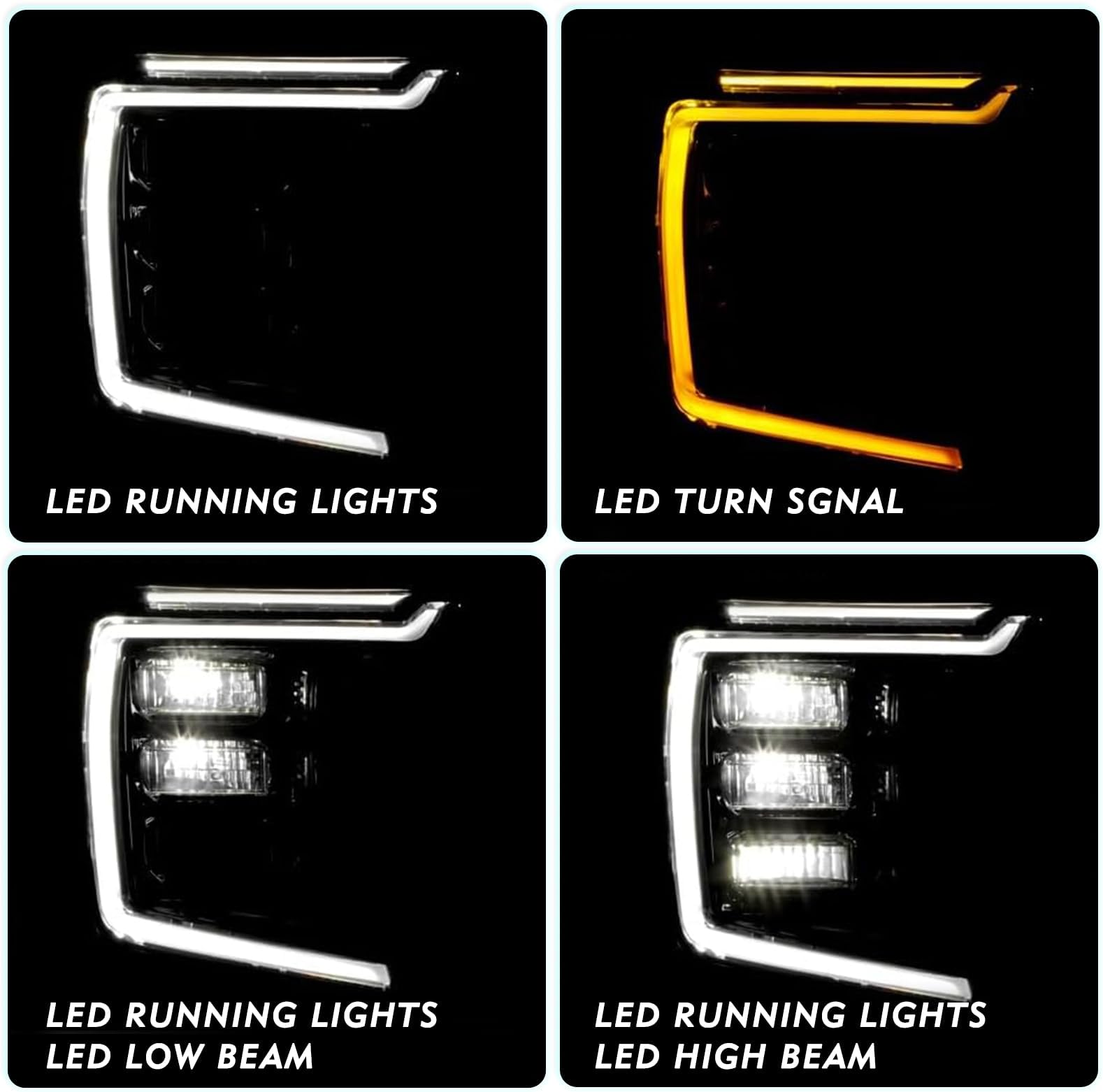 Full LED Headlight Assembly Set for 2021 2022 2023 GMC Yukon/Yukon XL DENALI/AT4 OEM Headlamp Replacement RH (Right/Passenger Side)