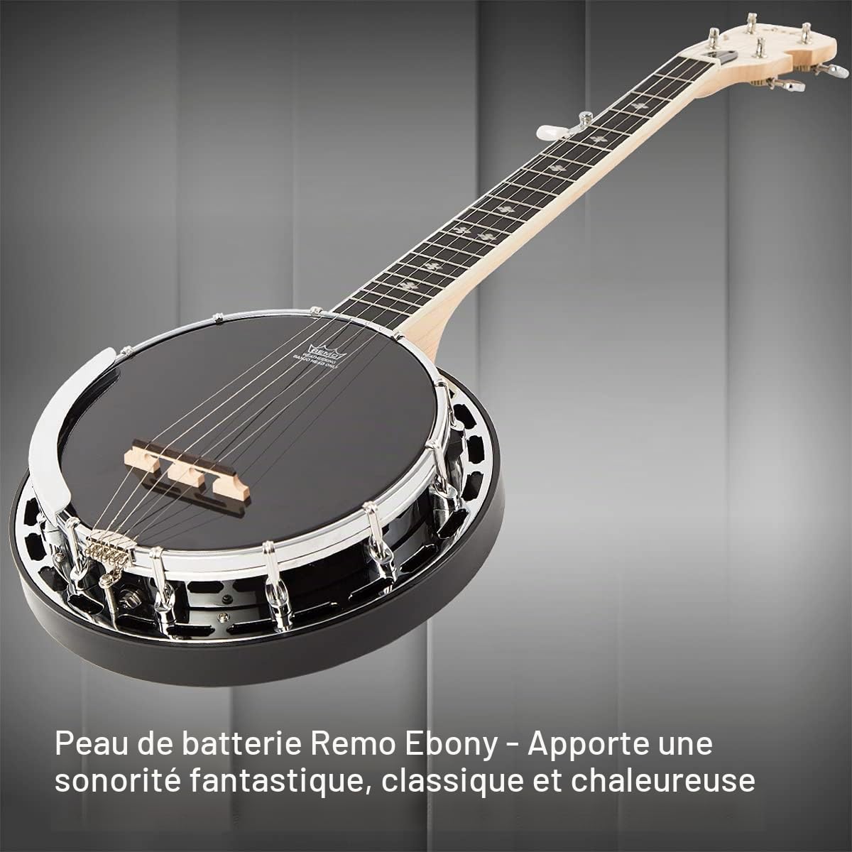 Mulucky Mini Banjo 5 Cordes 71,1 cm Tête Remo Résonateur 5ème Accordeur Engrenage Kit Démarrage Sangle Clé Règle Média