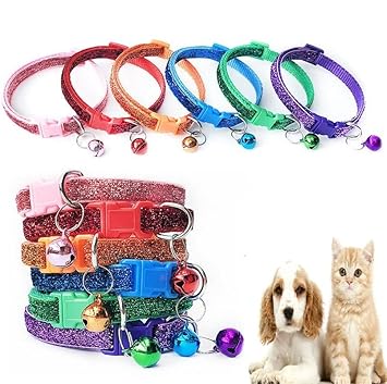 Pets Empire 2 Pcs Cute Pet Collars Puppy Adjustable Necklace Lovely with Bell Cat Small Dog Collar ( Color May Vary )