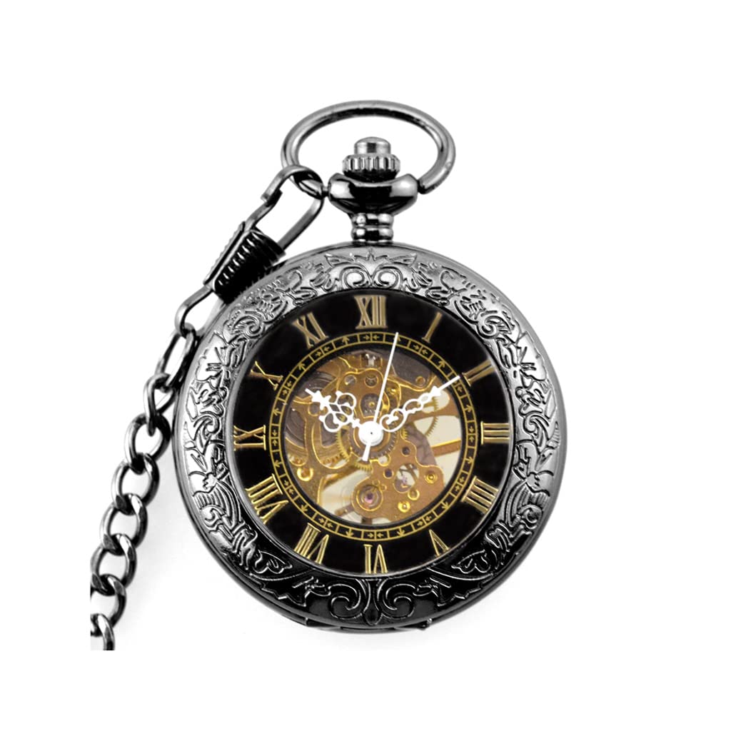 Reloj de bolsillo de acero de tungsteno con maquinaria mecánica retro