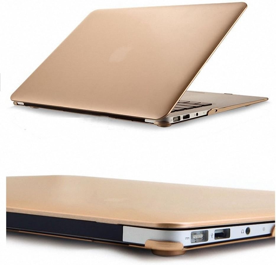 The Champagne Gold By Rubberized Hard Shell Metallic BD, Sleek and Lightweight Hard Shell Protection 2-Part Case Cover, Ultra Slim Matt Gold Colour for Macbook Air 13"
