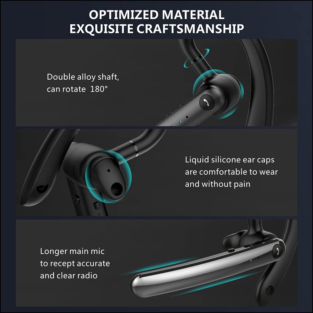 Auricolare Bluetooth 5.0 Mono Con Microfono - Cuffia Wireless Leggera Per Chiamate E Ufficio