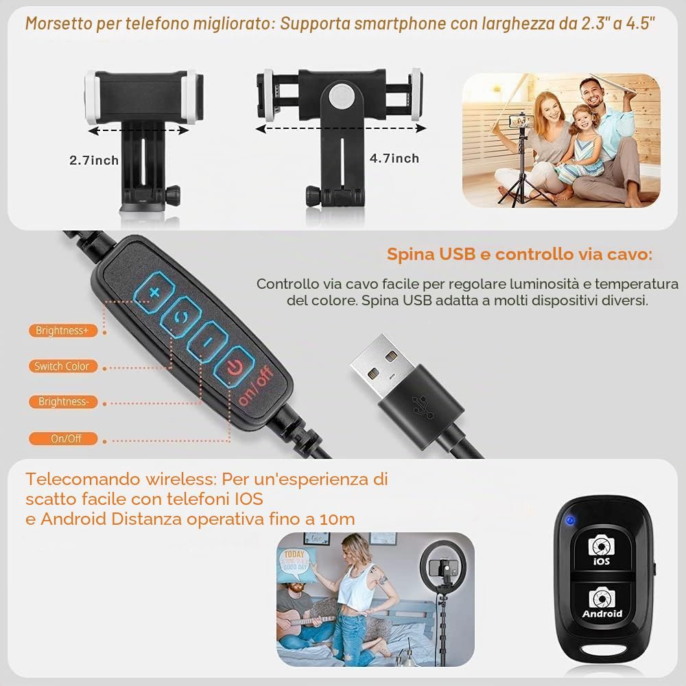 UBeesize Anello Luce con Treppiede, 12 Pollice Selfie Anello Luce con 62 Pollice Treppiede Stand per Live Stream/Trucco/YouTube Video/Fotografia