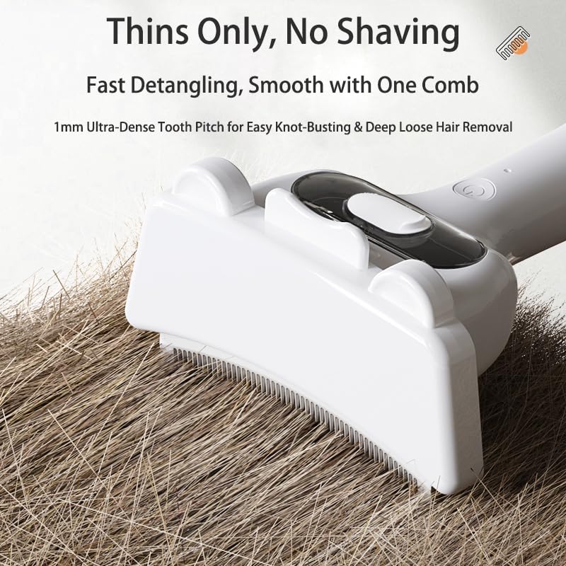 Bestselling Steam Pet Grooming Brush | One-Push Hair Removal for Cats Dogs Rabbits | 2-Level Adjustable Mist | USB Rechargeable | 304 Stainless Steel Teeth - Image 5
