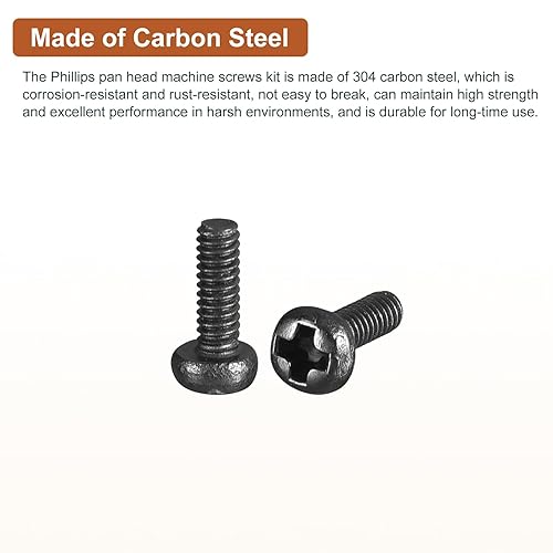 Miniatura 3 de Tornillos de máquina de cabeza plana M1.0.157x0.118 in, 100 unidades M1.4 Phillips Drive, rosca métrica gruesa completa, acabado de óxido negro de