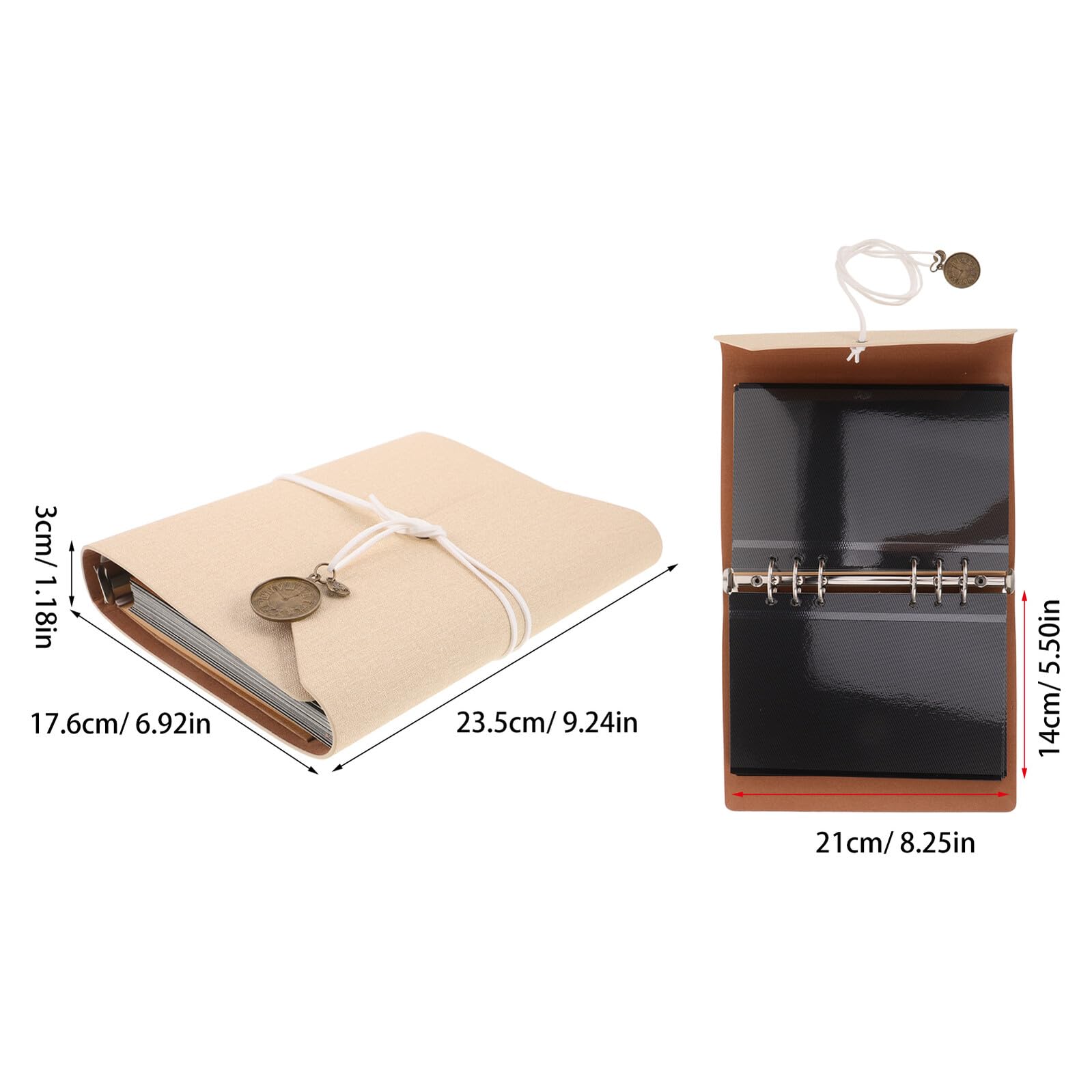Álbum de Fotos de Carpeta Vintage de Tapa Dura, Beige