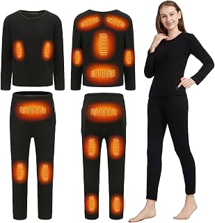 VIMCEOR Heated Thermal Underwears Set, 16 Zones Heating 3 Gear Temperature USB Battery Power Warm Baselayer for Man Woman