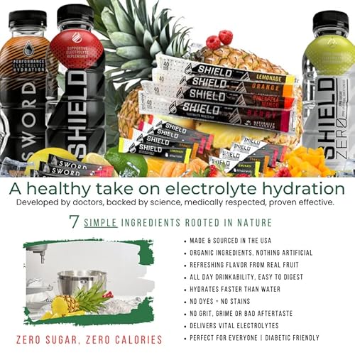 Shield Zero 32Ct Electrolytes Hydration Packets Variety, Sugar Free, Eco Pouch, Keto, Vegan, Rapid All Natural Replenisher, From Real Fruit, No Grit, Gluten, Dairy, Or Soy, Caffeine Free #TOP2