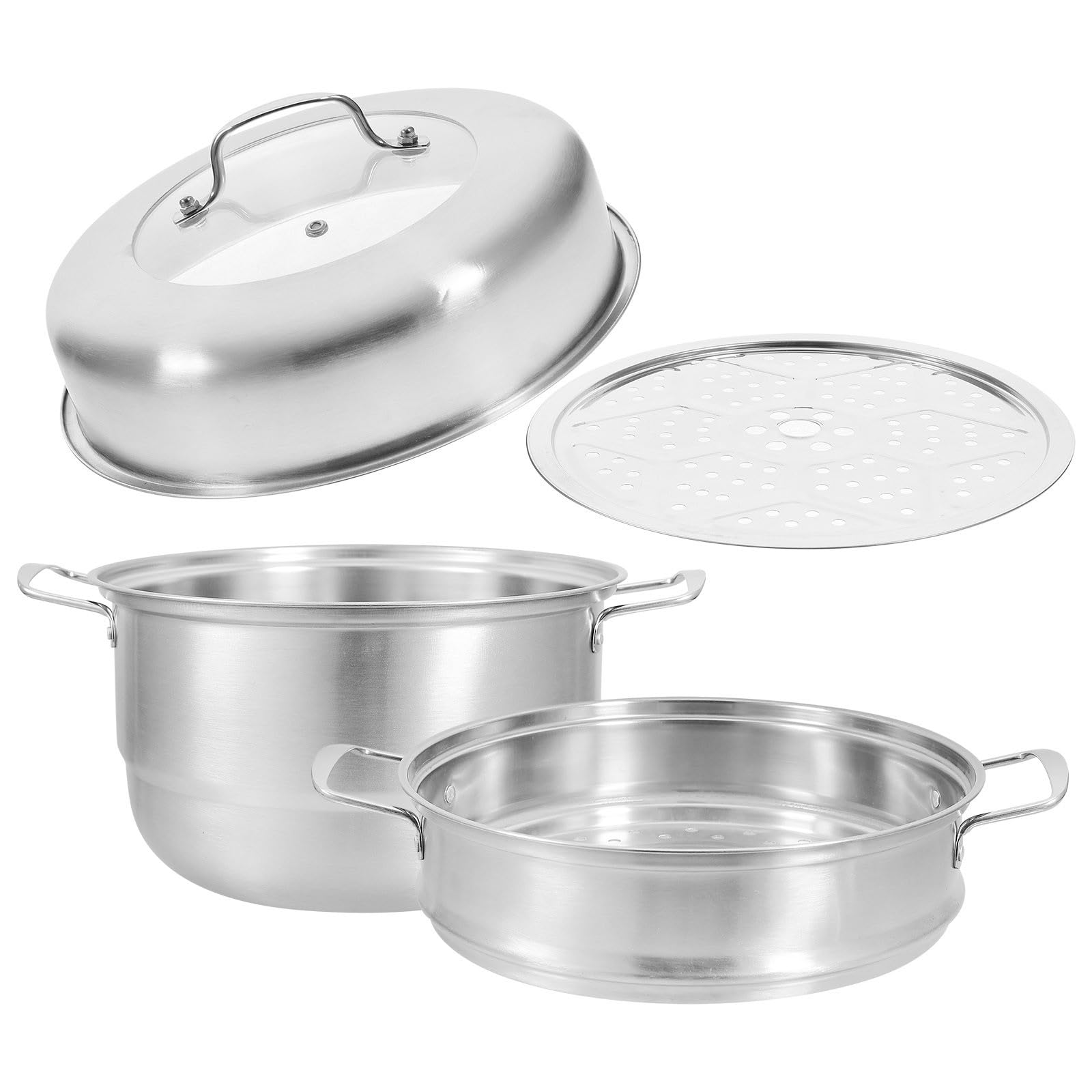 jojofuny Dampfgarer und Glasdeckel mit Mehrschicht Design Dicker Edelstahl zum Schonenden Dampfgaren Kompatibel mit Herdarten von Speisen