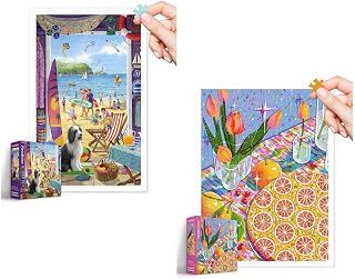 PieceRelax Two Plastic Jigsaw Puzzles Bundle - 1000 Piece - Summer and 1200 Piece Fangyu Ma - Orange Meringue Pie [H3441+H3393]