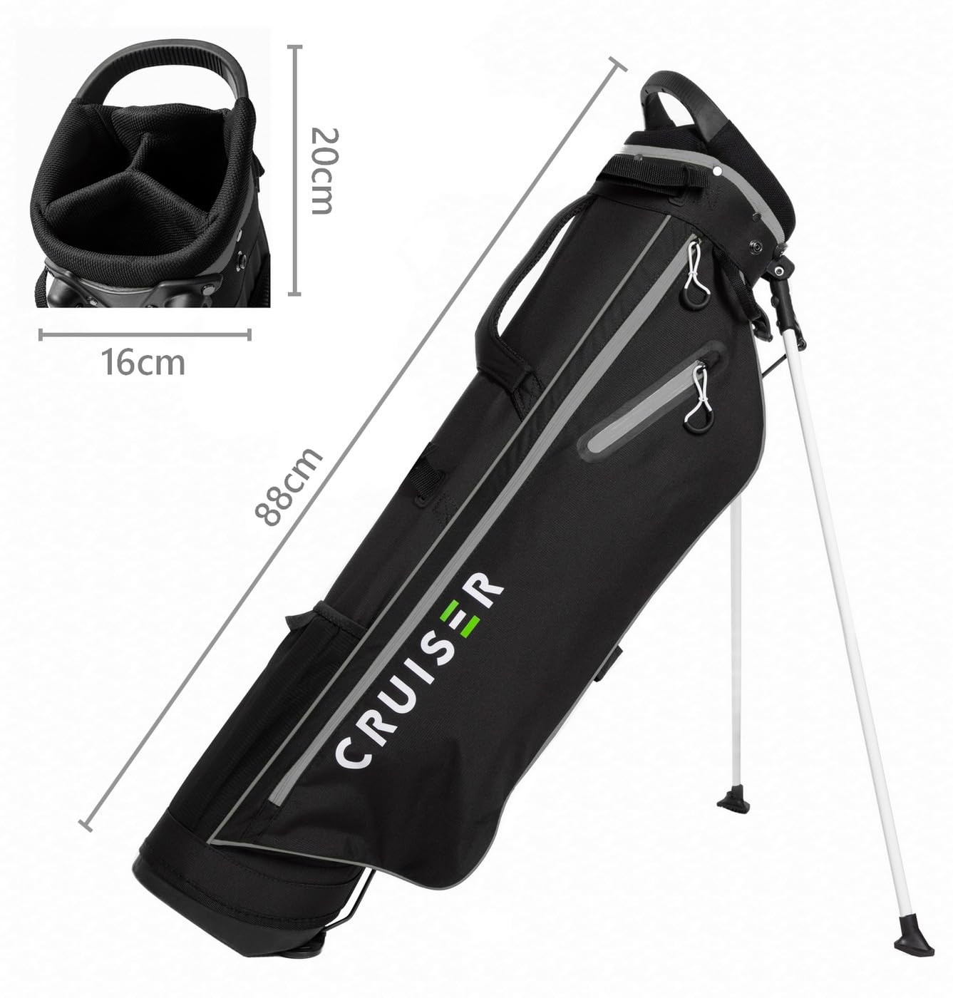 CRUISER GOLF (CR-Lite) Sac de Golf avec Support, Ultra Léger Sac Trepied Golf - 1,5kg, Double Bandoulière
