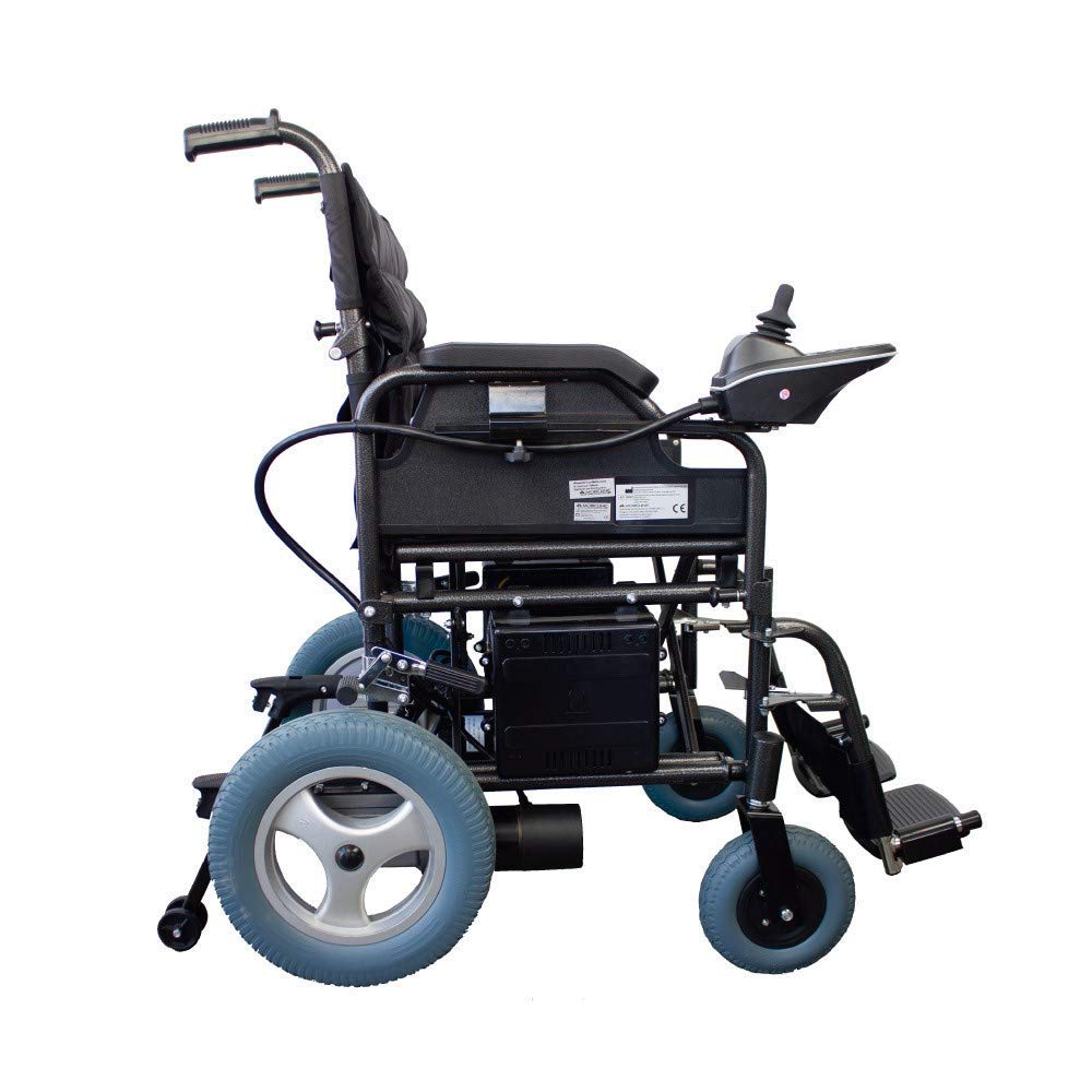 Mobiclinic, Silla de Ruedas Eléctrica, Plegable, con Motor, Cenit, Autonomía 20 km, con Joystick, Reposabrazos y Reposapiés Abatibles, 20Ah, Acero, Negro