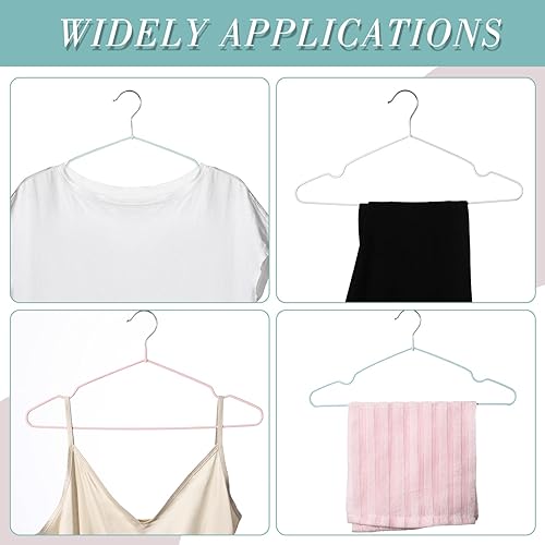 Miniatura 3 de Wesiti 100 piezas de perchas de alambre de metal antideslizantes para ahorrar espacio, perchas fuertes de 15.7 pulgadas en triángulo para ropa,