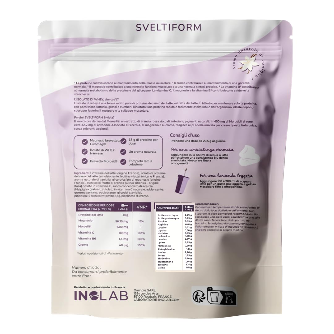 Inolab integratore Proteine in polvere con Whey & Morosil, magnesio, cromo, vitamina C I Massa muscolare e metabolismo energetico I Per donne 40+
