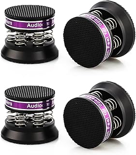 4pcs Spring Speaker Feet Isolation Foot 43mm×38.5mm Stand HiFi Aluminum Shock Absorber Isolation Pads Turntable Dac Feet Pad(Black)